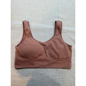 Ribbed Seamless Sports Bra Tank Top Dusty Rose L/XL